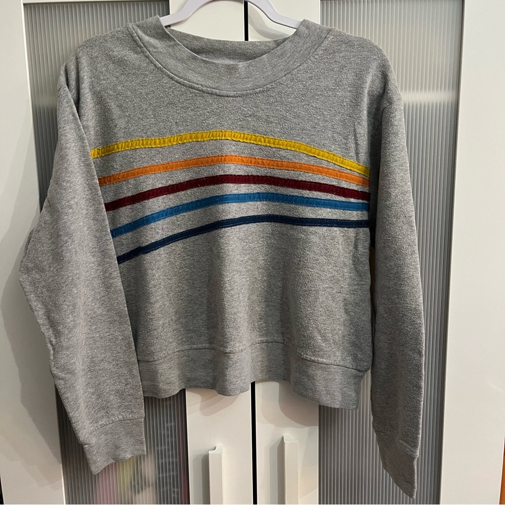 Women's cropped Sweatshirt with Multicolor Stripes